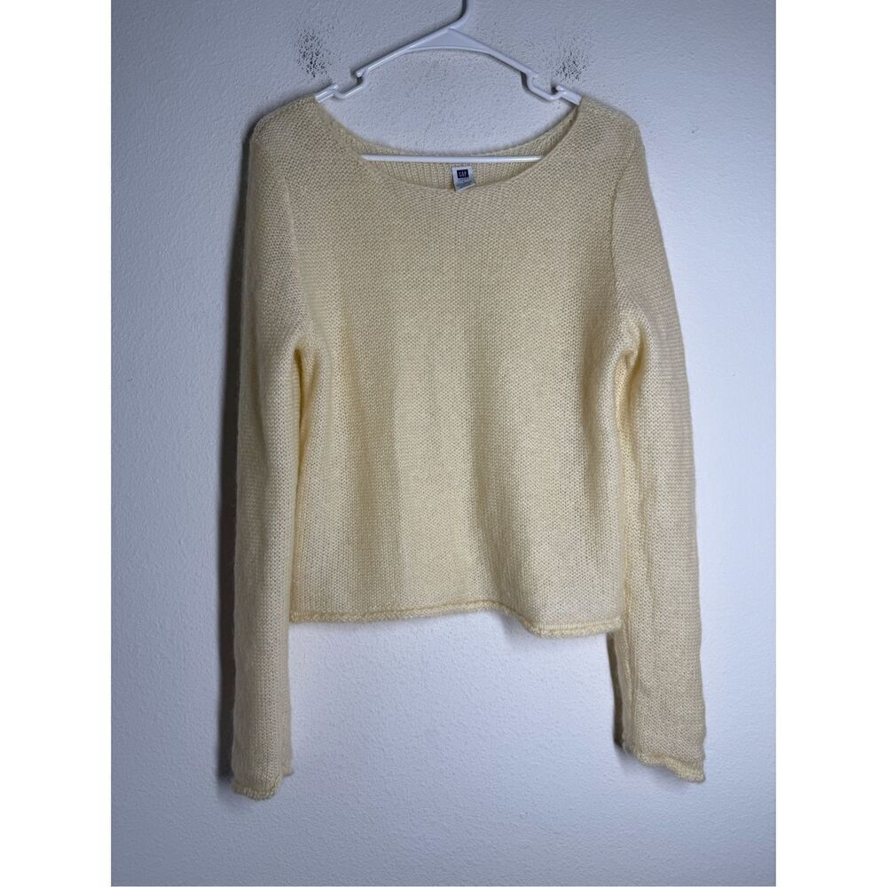 Gap Women’s Mohair Blend Knit Cream Crewneck Size L